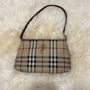 Burberry Nova Check Canvas Shoulder Wristlet Bag